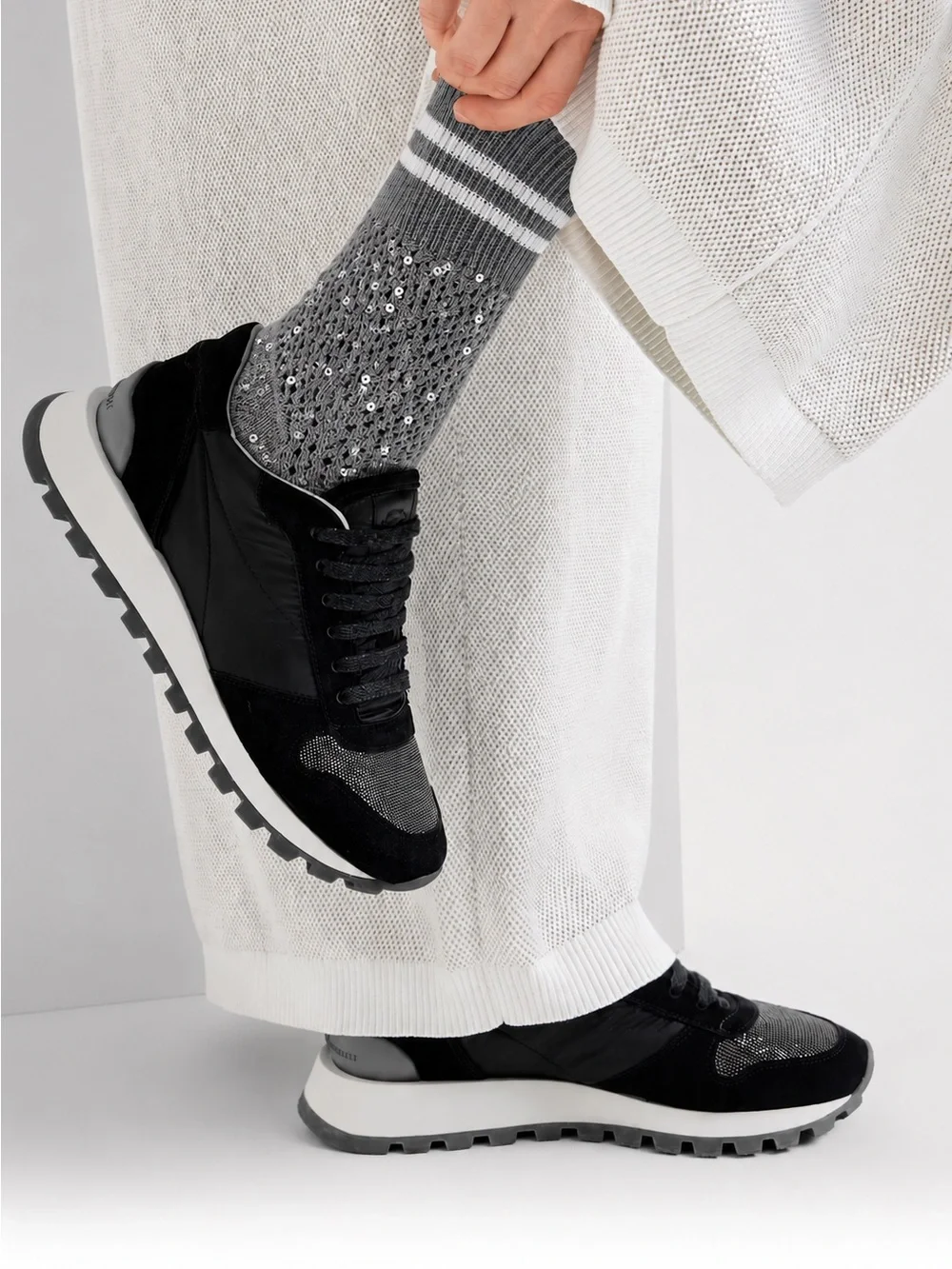 BRUNELLO CUCINELLI Sequin-Embellished Knit Socks